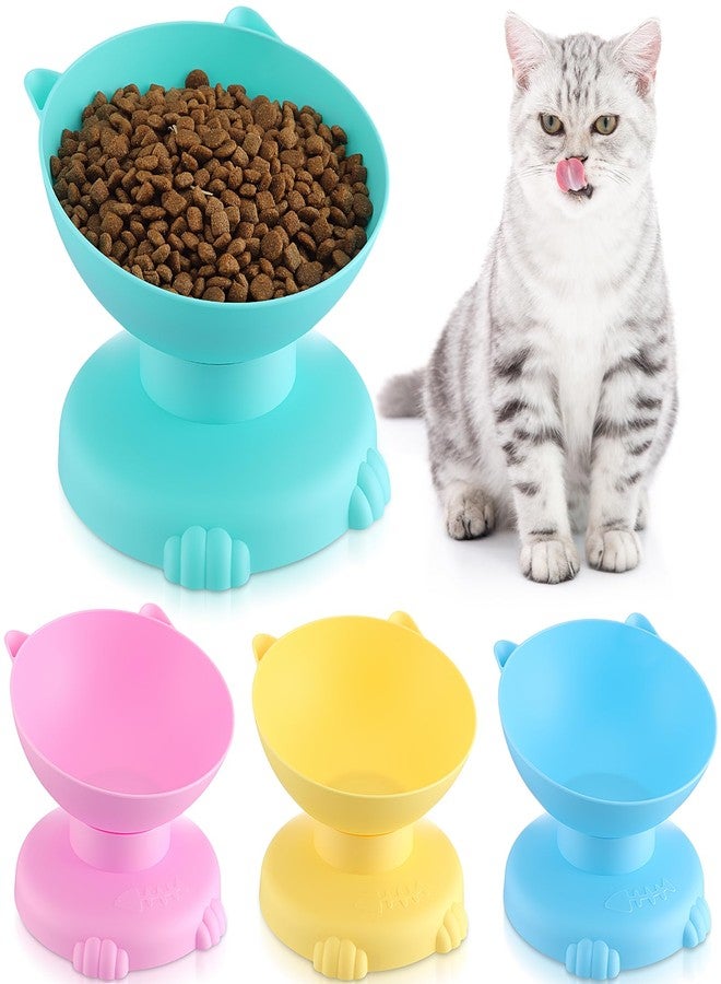 SilTriangle 4 Pcs Raised Elevated Cat Bowls for Indoor Cats Removable 15° Tilted Raised Kitty Food Bowls Plastic Extra Wide Feeding Dish for Food Water Anti Vomiting - Image 1